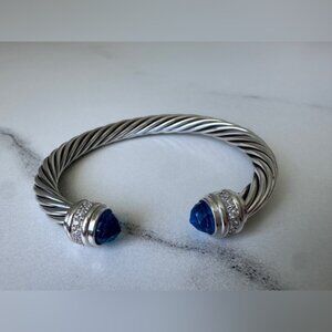 David Yurman sterling silver 7MM Blue Topaz Bracelet Medium